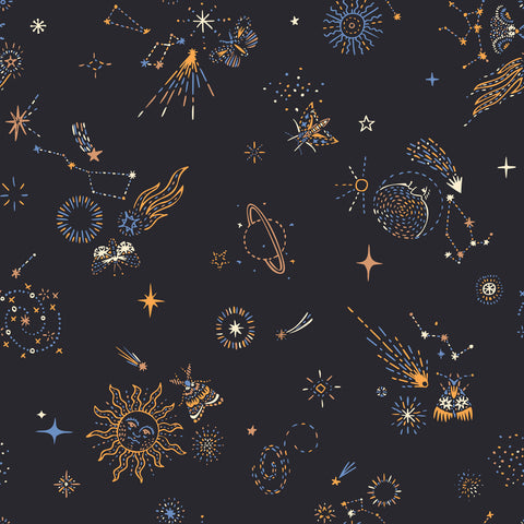 Blue Gold Night Sky Removable Wallpaper