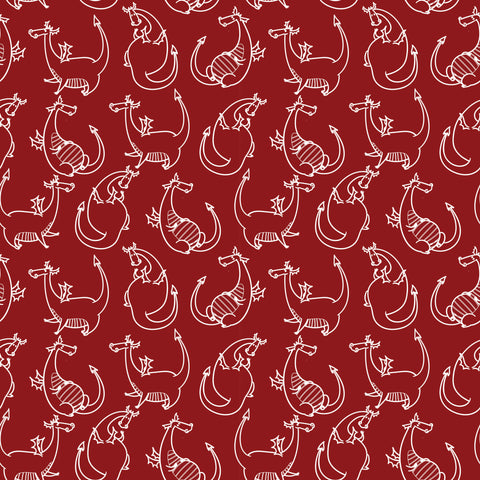 Drawn Dragons Removable Wallpaper - Red