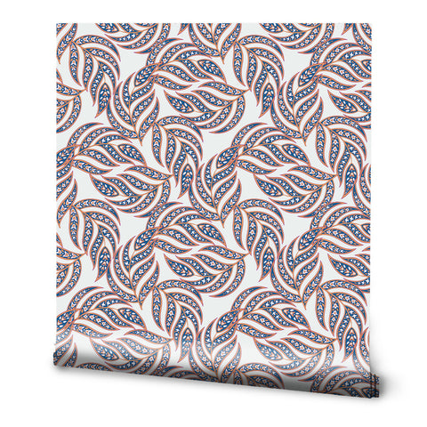 Ethnic Leaves Removable Wallpaper - Multicolour