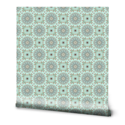 Floral Mandalas Removable Wallpaper - Turquoise