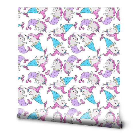 Magic Unicorn Mermaids Removable Wallpaper