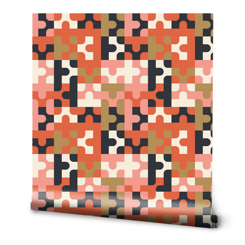 Mid Century Abstract Removable Wallpaper - Multicolor