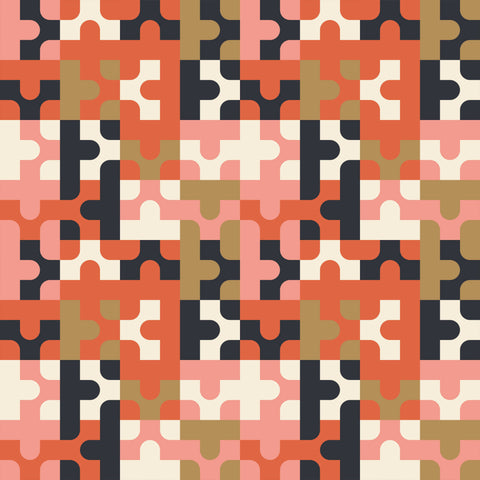 buy Mid Century Abstract Removable Wallpaper - Multicolor