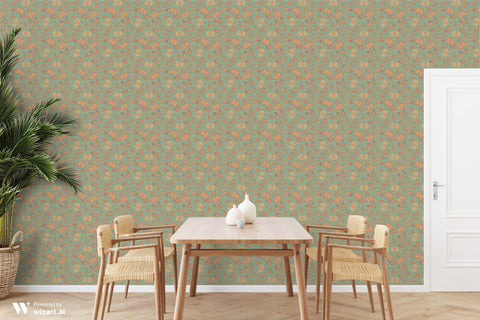 Paisley Ornaments on Sage Green Removable Wallpaper for home