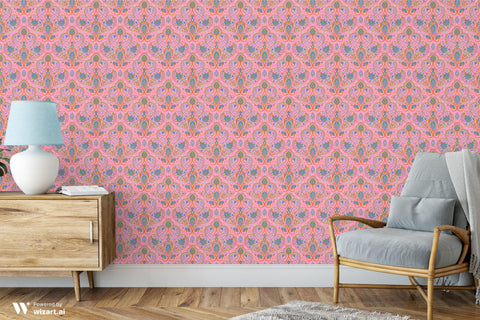 Floral Damask Removable Wallpaper - Pink price