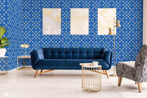 Arabesque Ceramic Tile Removable Wallpaper - Blue