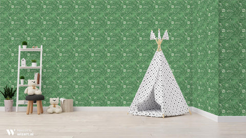 Green Sports Doodles Removable Wallpaper