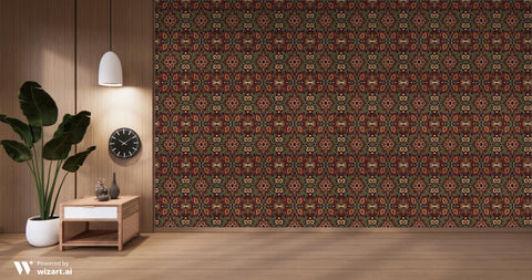 Vintage Filigree Ornamental Removable Wallpaper - Brown & Gold