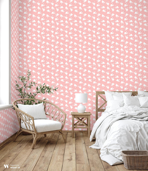 Pink Swans Removable Wallpaper