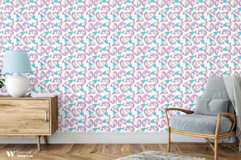 Magic Unicorn Mermaids Removable Wallpaper