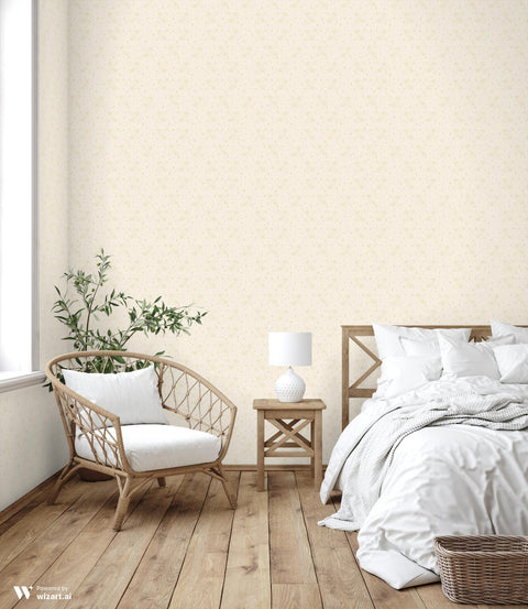 beige wallpaper with a geometric pattern.