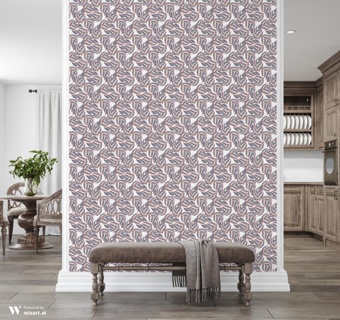 buy Ethnic Leaves Removable Wallpaper - Multicolour