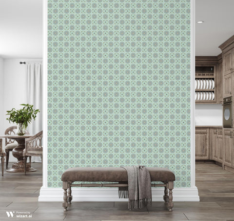 Floral Mandalas Removable Wallpaper - Turquoise price