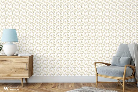 wallpaper with a pattern of cartoon llamas in beige and white colors.