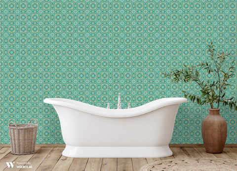 Turquoise Mandala Removable Wallpaper