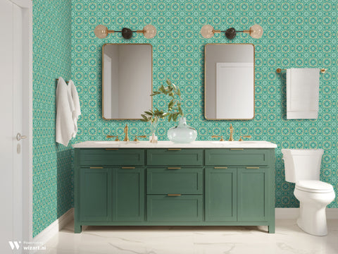 Turquoise Mandala Removable Wallpaper