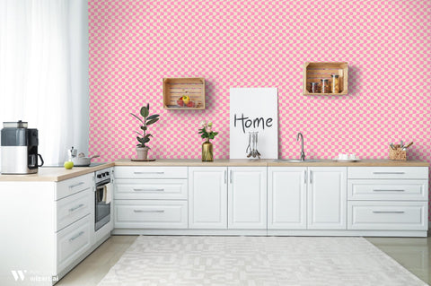 Pink & Cream Waves Wallpaper for kitchen