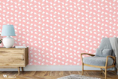 Pink Swans Removable Wallpaper