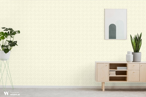 Living room interior with beige wallpaper featuring small dotted diamond pattern