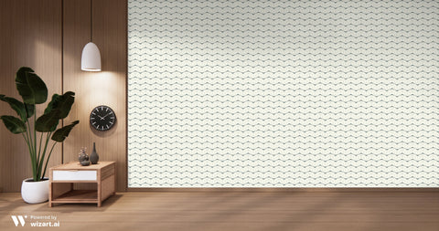 Minimalist wallpaper with small black wavy line pattern on a white background