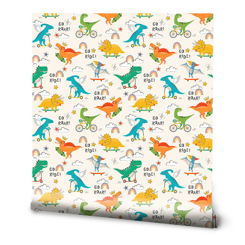 Rolling Dinos Removable Wallpaper