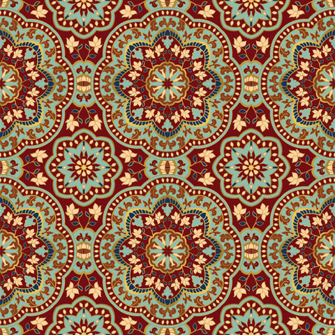 Royal Mandala Removable Wallpaper - Red & Gold