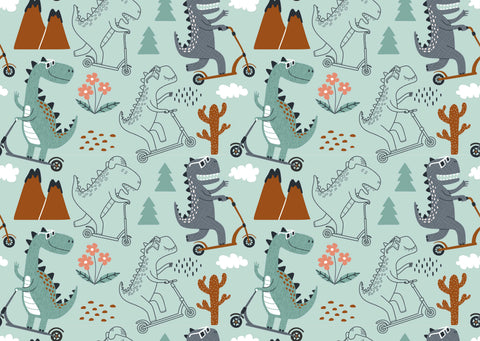 Scooter Dinos Removable Wallpaper