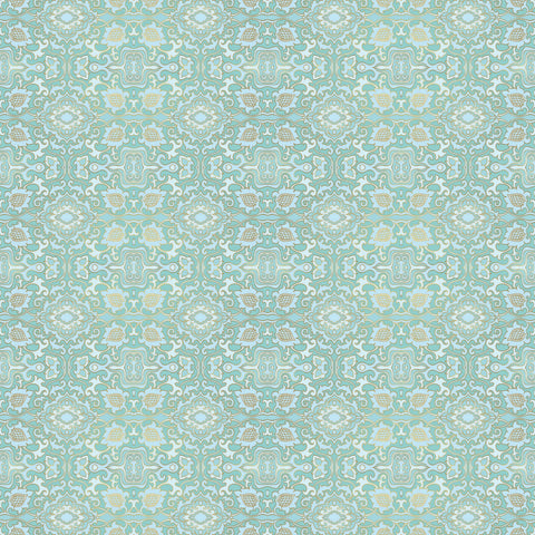 Turquoise Filigree Removable Wallpaper - Teal & Beige