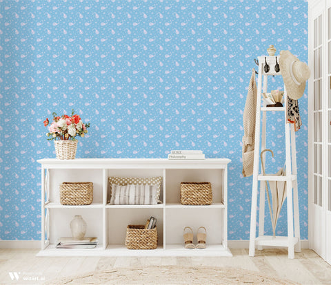 Paisley Lullaby Removable Wallpaper - Light Blue