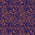 Dark blue wallpaper with gold ornamental damask pattern roll