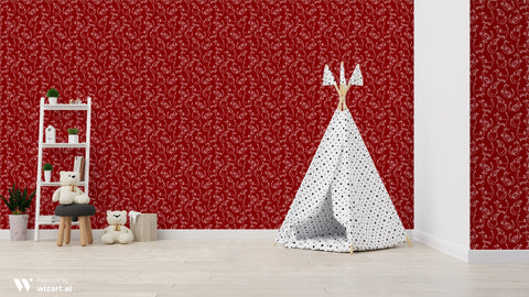 Drawn Dragons Removable Wallpaper - Red