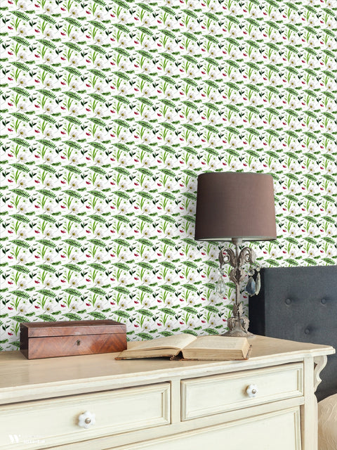Ferns & Flowers Removable Wallpaper