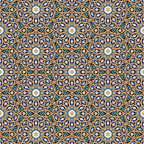 Hamadan Tile Removable Wallpaper - Teal & Gold
