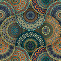 Patterned fabric with intricate designs in various colors wallpaper