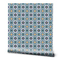 Middle Eastern Mosaic Removable Wallpaper - Teal, Blue, & Orange