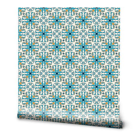Moroccan Magic Removable Wallpaper - Teal & Orange