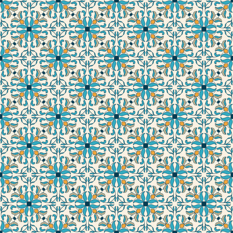 Moroccan Magic Removable Wallpaper - Teal & Orange