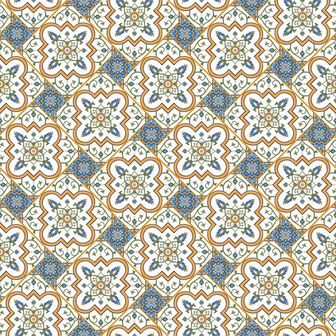 Moroccan Mosaic Removable Wallpaper - Gold & Blue