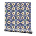 Ornamental Tiles Removable Wallpaper - Blue & Beige