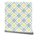Persian Petals Tile Removable Wallpaper - Blue & Yellow