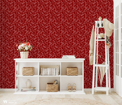 Drawn Dragons Removable Wallpaper - Red