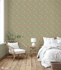 buy Paisley Ornaments on Sage Green Removable Wallpaper