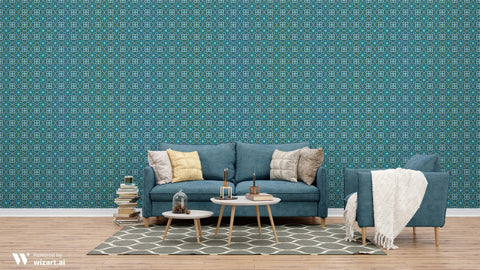 Silk Road Symmetry Removable Wallpaper - Teal