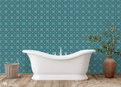 Silk Road Symmetry Removable Wallpaper - Teal