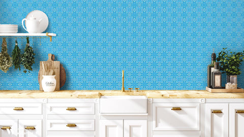 Mauritian Turquoise Tile Removable Wallpaper - Teal