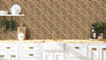  removable wallpaper with a leopard skin pattern, featuring various shades of beige and brown.