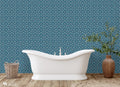 Royal Damask Removable Wallpaper - Blue for bathroom