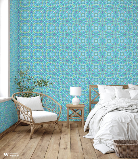 Mumbai Mosaic Removable Wallpaper - Rich blue