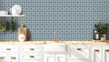buy Middle Eastern Mosaic Removable Wallpaper - Teal, Blue, & Orange
