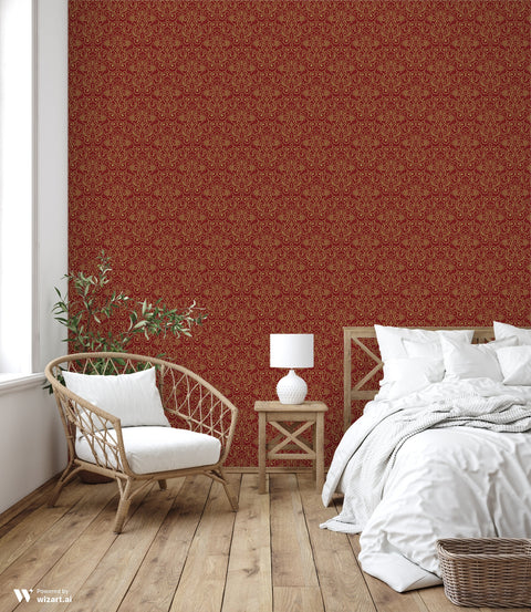 Maharaj Motif Removable Wallpaper - Rich red